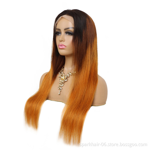 OEM Top Quality Ombre 4/30 Dark Brown Virgin Human Hair Lace Front Bob Wig With Bleached Knot And Baby Hair